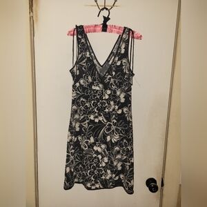 Floral Black and White Dress